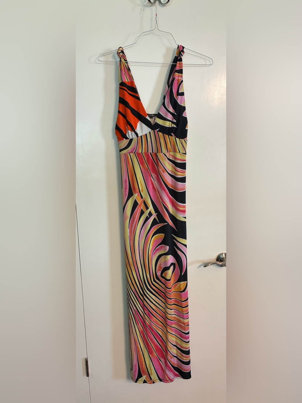 Just Love Multicolor V-Neck Maxi Dress in Black, Pink, Orange, Yellow